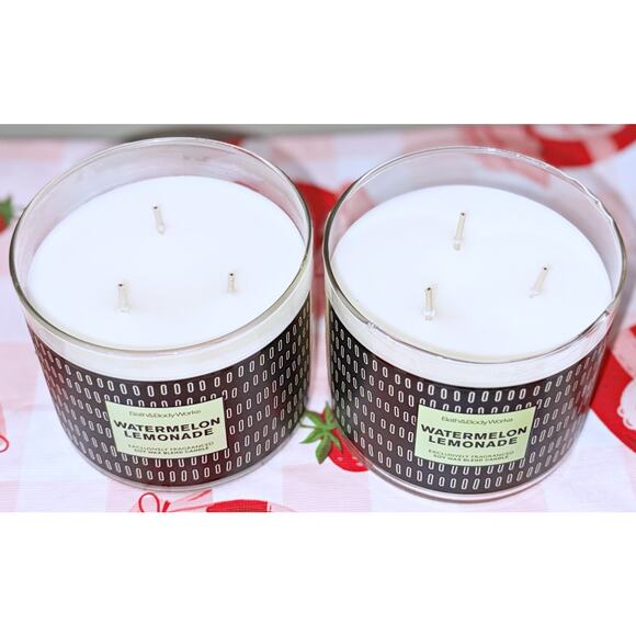 Lot of 2 Bath & Body Works Watermelon Lemonade Large 3-Wick Candle 14.5oz - Picture 3 of 4